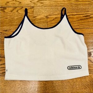 adidas Originals White Fleece Crop Tank Top Size M